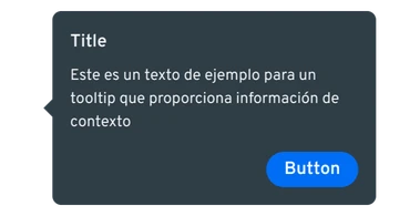 Tooltip Rich con título, texto de ejemplo, botón y la flecha a la izquierda.